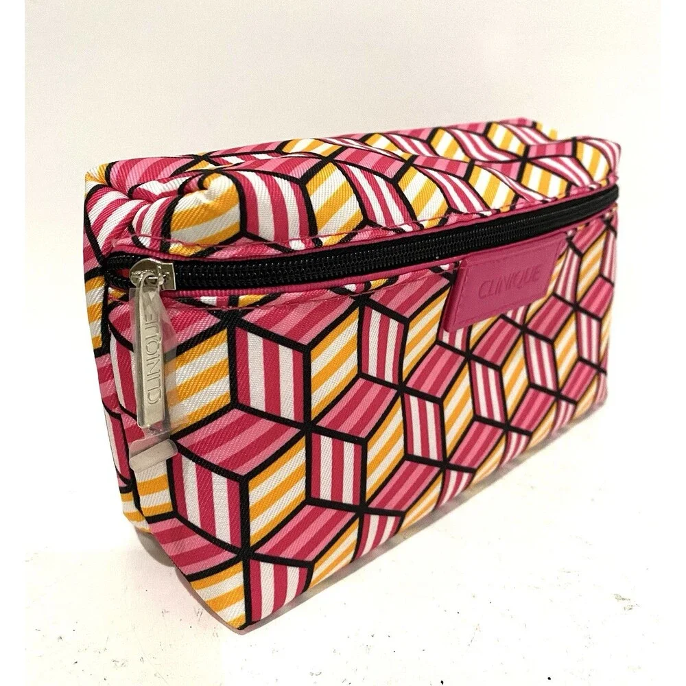 Clinique Pink Makeup Bag Cosmetic Pouch Travel Organizer Beauty Items Case